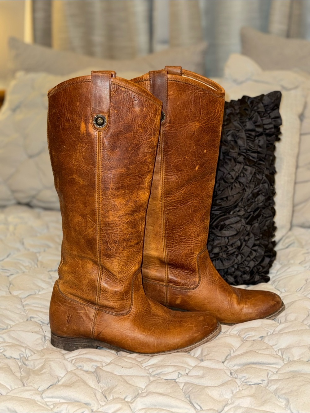 Frye Brown Leather Cowboy Boots